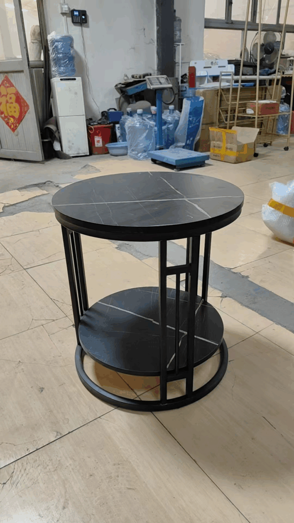 Mesa de borde E723 Patrón de piedra negra + marco negro 60 yuanes * 52 de alto